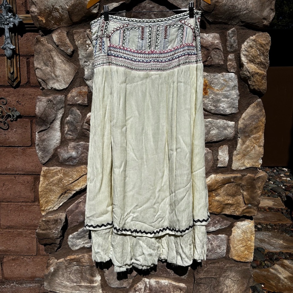 Vintage Scully Embroidered Maxi Skirt Gauzy Size Large Boho Layered 90s - Picture 2 of 9